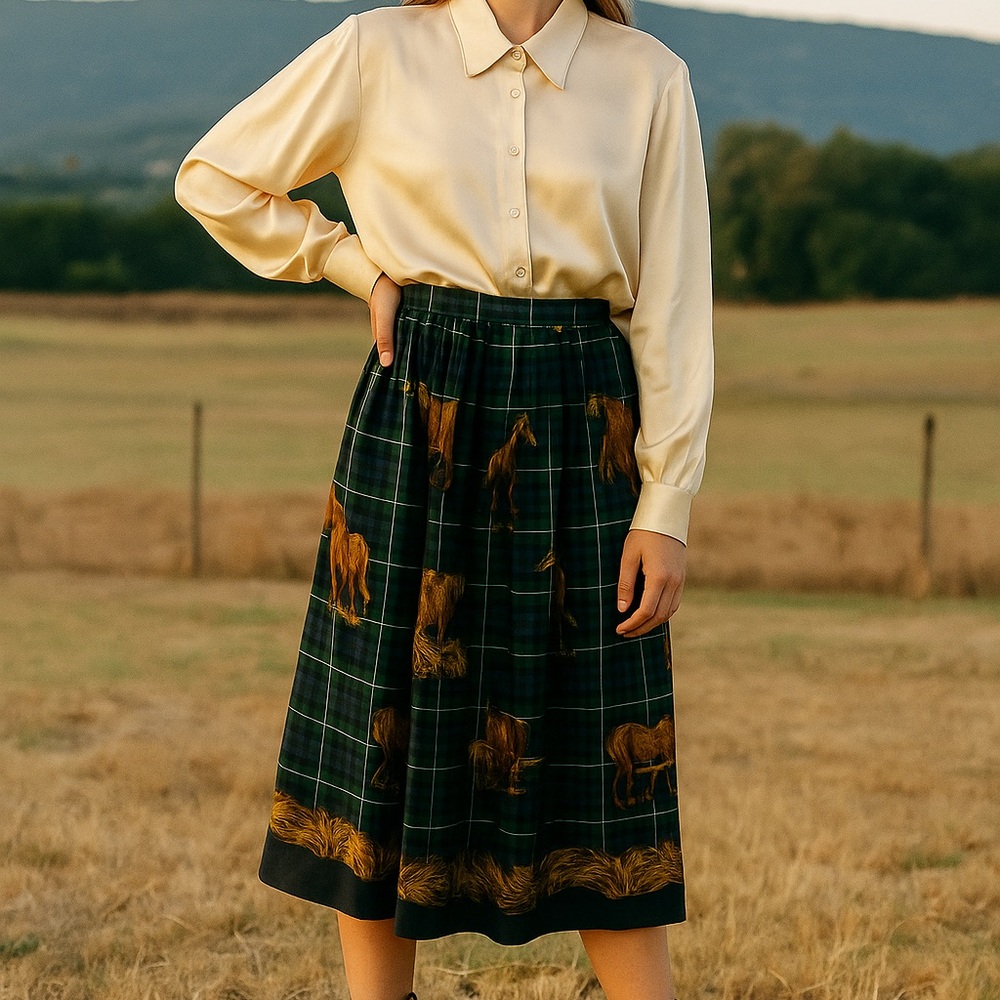 Susan Bristol Petite Skirt SZ 14 Horses Countryside KY Bluegrass - Picture 9 of 9